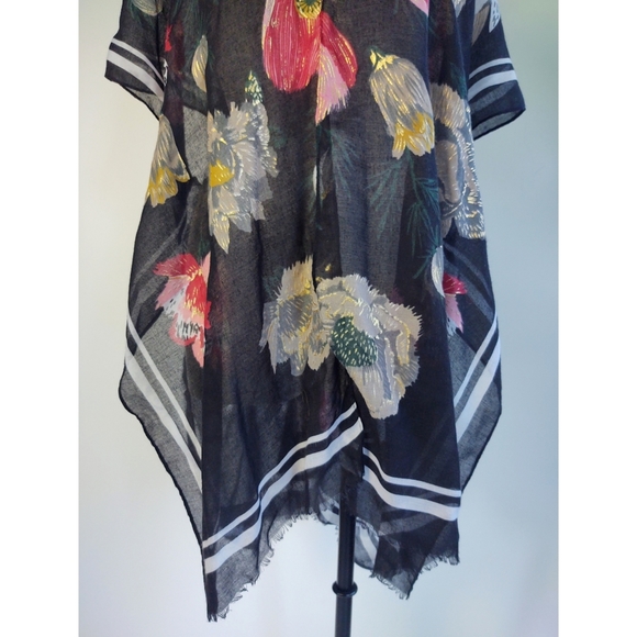 Woven Heart Kimono Swim Cover Up Floral One Size - Picture 7 of 12